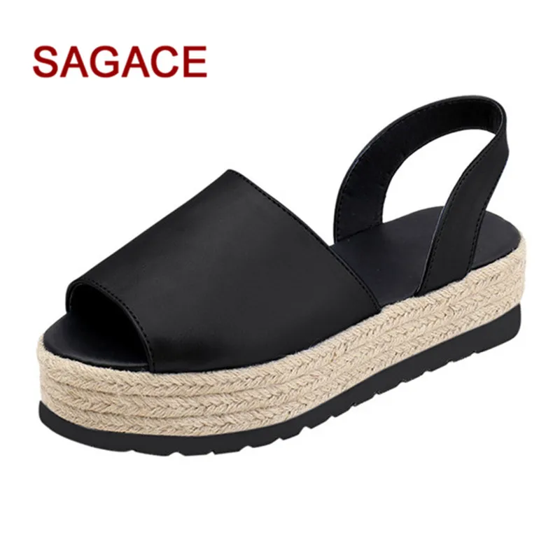 

SAGACE Sandals Women's Ladies Summer Flat Playform Woven Thick-Bottom Sandals Sandalia Feminina Roman Shoes Sandals