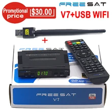 2017 Nouvelle Arrivée Numérique tv satellite décodeur Freesat V7 HD récepteur satellite DVB-S2 + 1 PC WIFI Plein 1080 P soutien ccam youpron