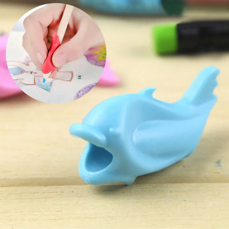 

5 Pcs/lot Dolphin Fish Writing Posture Correction Device To Hold A Pen Correction Silicone Stationery Child Student