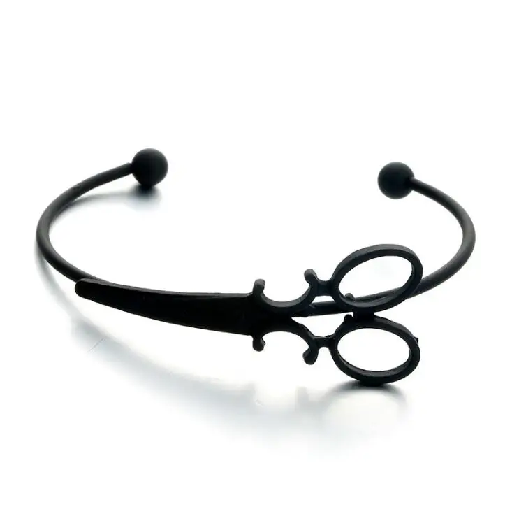 

Punk Fashion Hair Barber Scissors Open Bangles Gold Silver Color Trendy Hair Scissors Jewelry Cool Lover's Bangles Bracelets B05