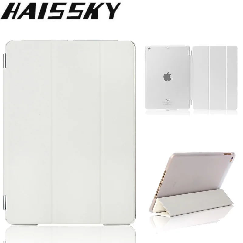 

Case For iPad Mini 4 Flip Leather Transparent Clear Back Cover Ultra Slim Light Weigth Trifold Smart Stand Case For iPad Mini 4