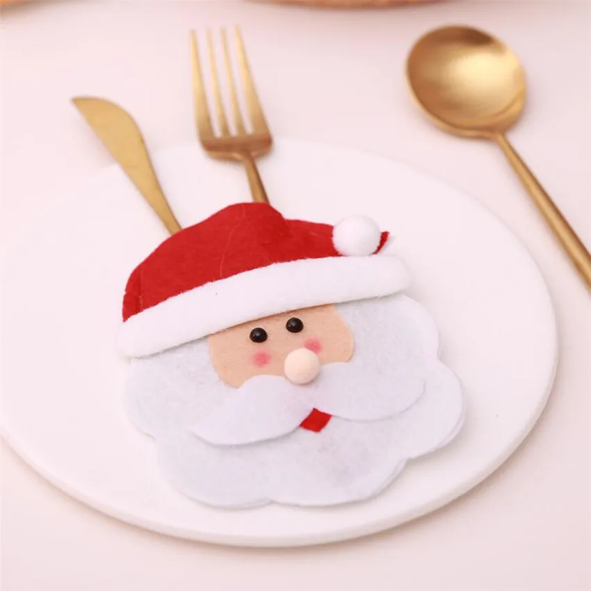 6 стилей рождественские украшения держатели для серебра Санта Клаус Снеговик Лось вилка кармашки для ножей декор для обеденного стола столовые приборы Наборы - Цвет: A