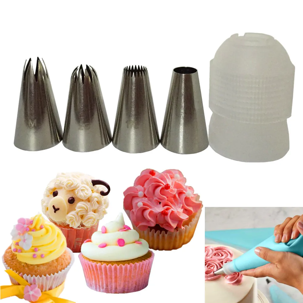 4pcs Icing Piping Nozzle Pastry Tips Cake Cupcake Decorating Tools Set Cream Nozzle Medium Size
