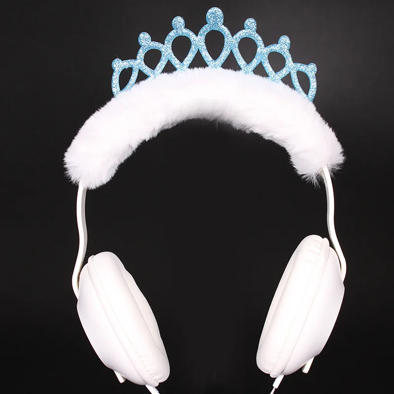 Kids Headphones Cute Cartoon Wired Headset Bling Princess Crown Earphone For Girls Children Gaming Safe Over Ear Headphone