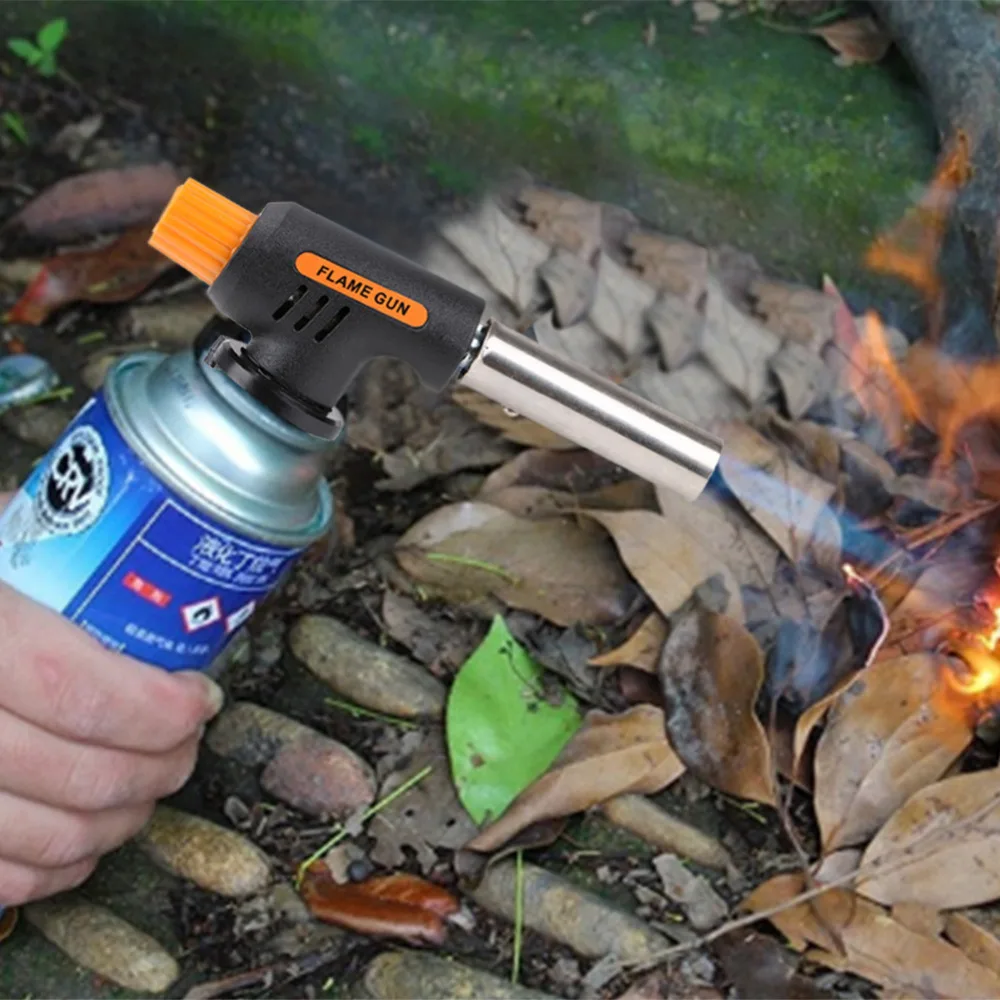 1PCS Barbecue Igniter Flamethrower Burner Butane Gas Blow Torch BBQ Guns Kitchen Lighters Welding Gun Camping BBQ Tool Flame Gun