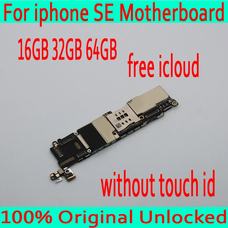 

Free iCloud for iphone 5SE SE Motherboard without Touch ID,Original unlocked for iphone SE Mainboard with Chips,16GB 32GB 64GB