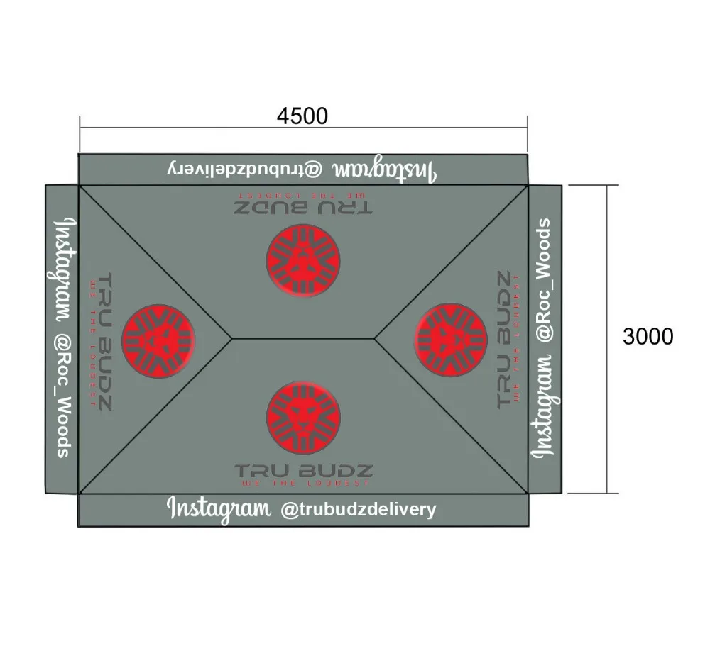 

3m x 4.5m (10FT x 15FT) Roof Top With Digital Printing And Free Shipment