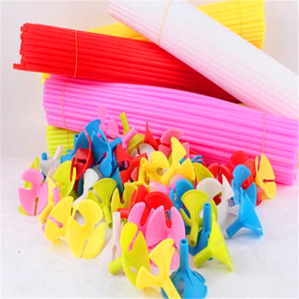 50sets/pack PVC Rods Balloon Sticks DIY Balloons Holder Sticks with Cups Birthday Party Festival Decoration Supplies Accessories