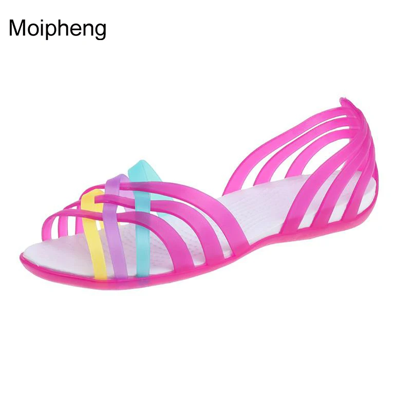 

Moiphwng 2019 New Sandals Slip on Plastic Antiskid Flat Fisherman Shoes Summer Women Comfortable Breathable Flats Clear Shoes