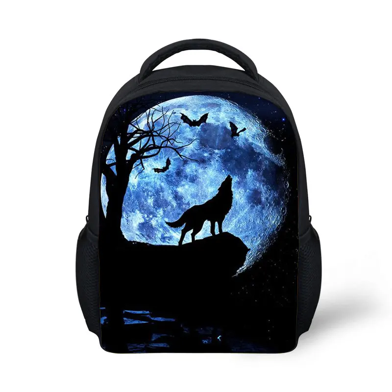 

THIKIN Baby Mini Toddler Bags Cool Wolf Print Children Baby Daily Bag Small 3D Animal Kindergarten Baby Bag Kids Boys Schoolbags