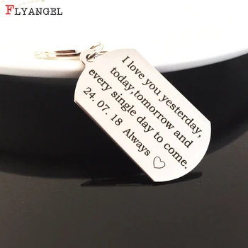 

Customized Date Fashion Couples Jewelry Keyring Engraved I Love You Keychain For Husband Wife Boyfriend Valentine Day Gift