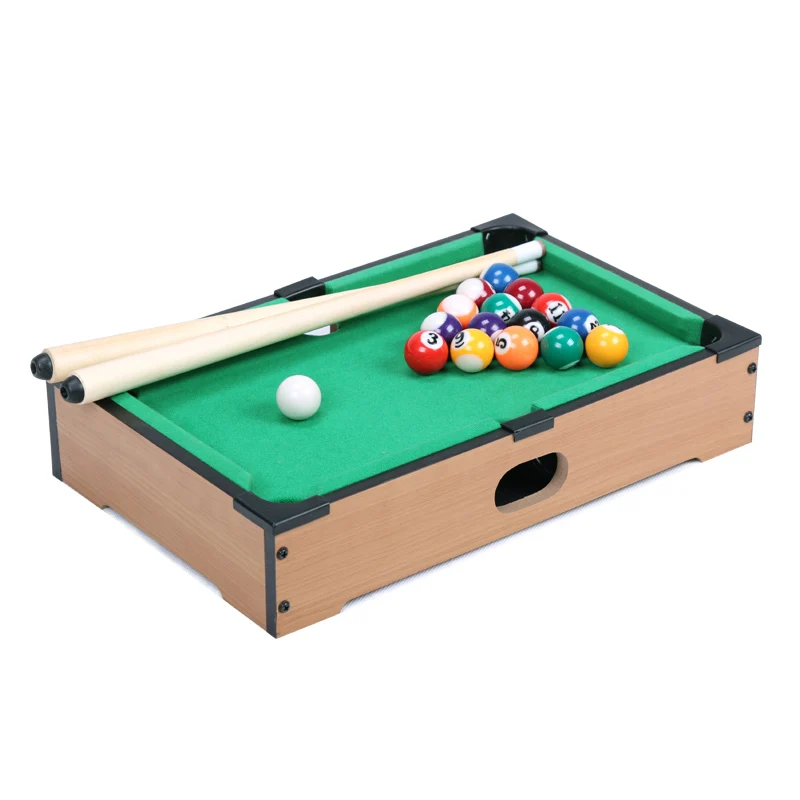 Image 13.5 Inch Mini pool tabletop game set wooden toys for children mini billiard  table with cues triangle and mini pool ball