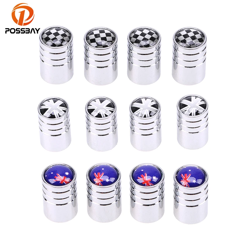 

POSSBAY 4x Car Wheel Tire Valve Stem Air Cap Dust Cover Australian/England/Football Logo Emblem Badge Tire Valve Caps