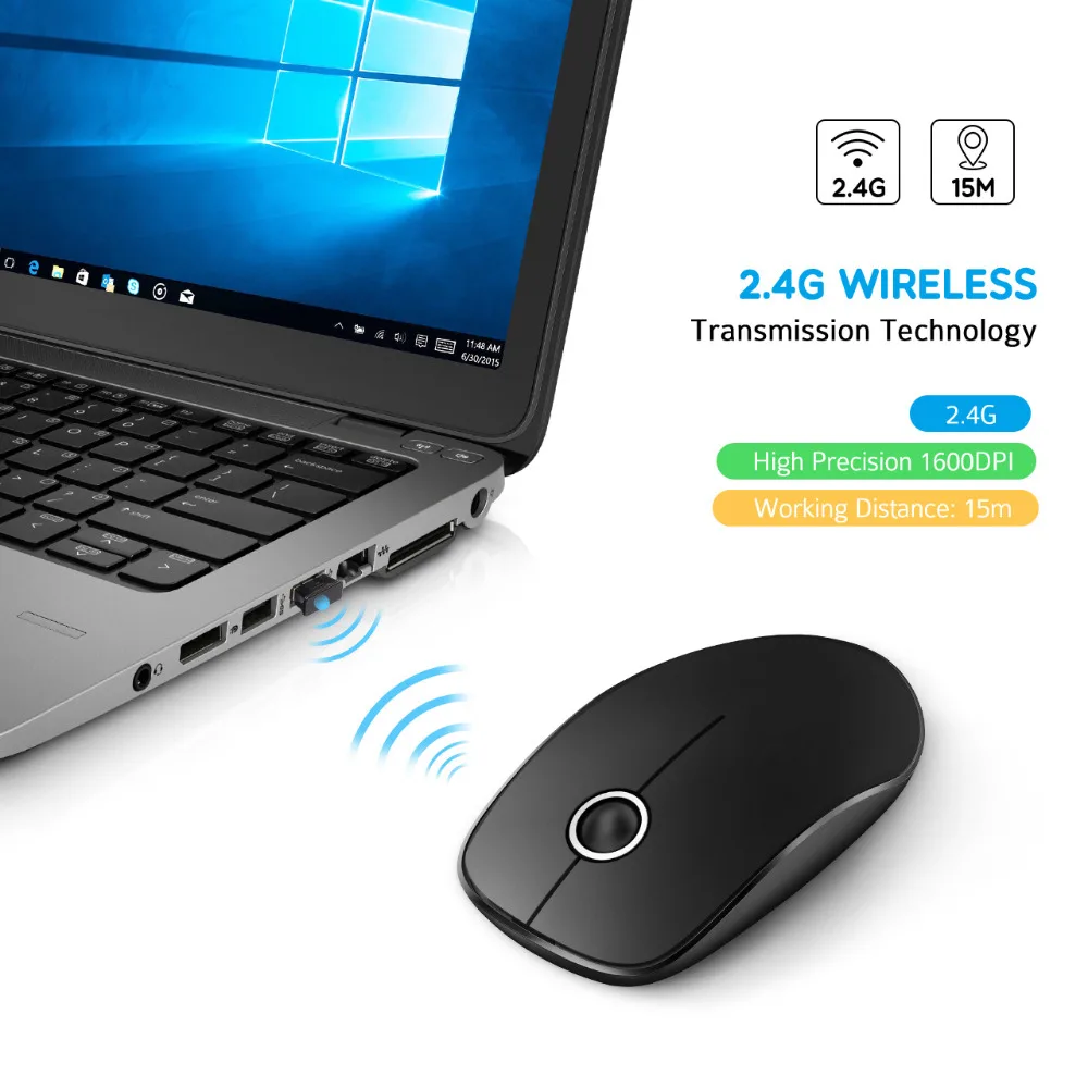 Мышь Компьютерная VicTsing PC071 2 4 ГГц 1600 DPI|Мыши| |