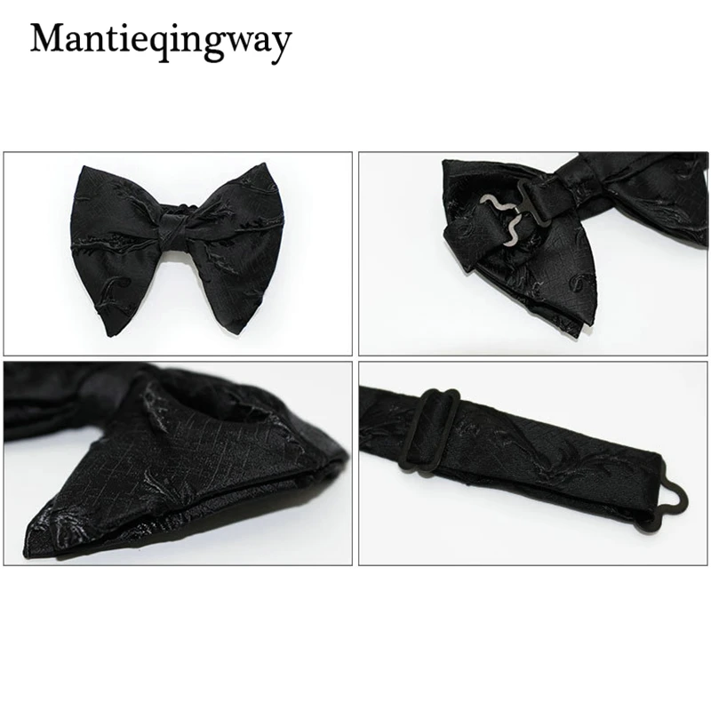 Mantieqingway Мода Большой Bowties для Для женщин мужские жениха Свадебные галстук-бабочку полиэстер Боути Gravatas тонкий черный галстук шеи галстуки