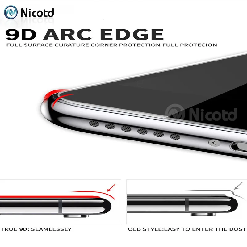 Nicotd 9D Full Cover Tempered Glass For iPhone 8 6S 6 Plus Screen Protector for iPhone XS MAX XS XR X 7 Plus Protection Film (7)
