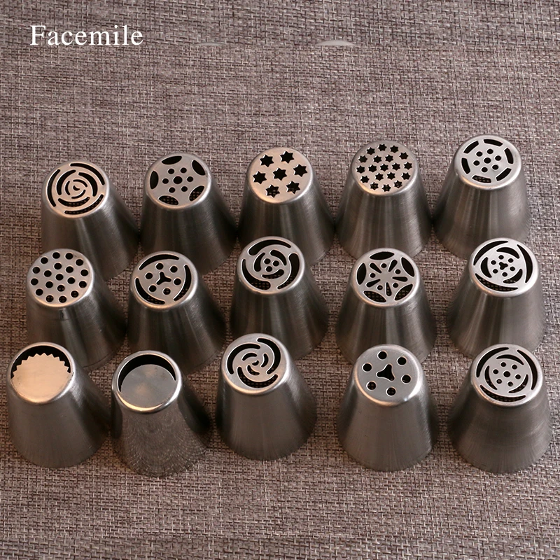 NEW 15pcs/set Tips Russian Tulip Icing Piping Nozzles Pastry Cake Fondant Cupcake DIY Baking Tool Gift | Дом и сад