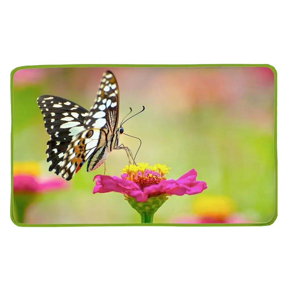 Butterfly and Flower Print Custom Doormat Non slip Floor Mat kitchen