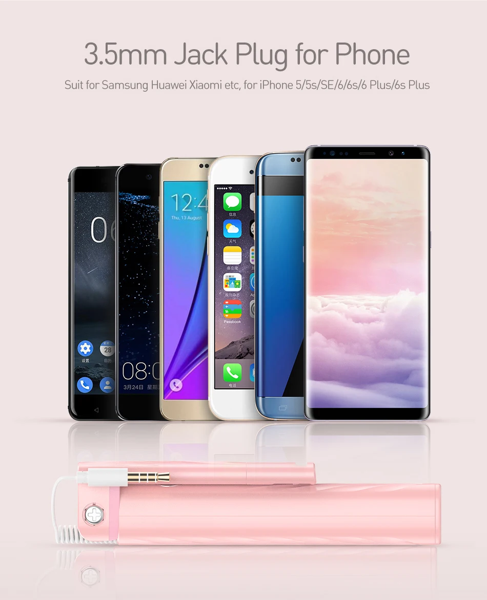 FLOVEME портативная мини-проводная селфи-палка для iPhone huawei, выдвижная ручная селфи-палка для Xiaomi, samsung, монопод