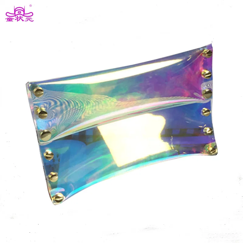 TZY Small Day Clutches Purse Rivet Clear Envelope Bag Summer Hologram Women Handbags Causal ...