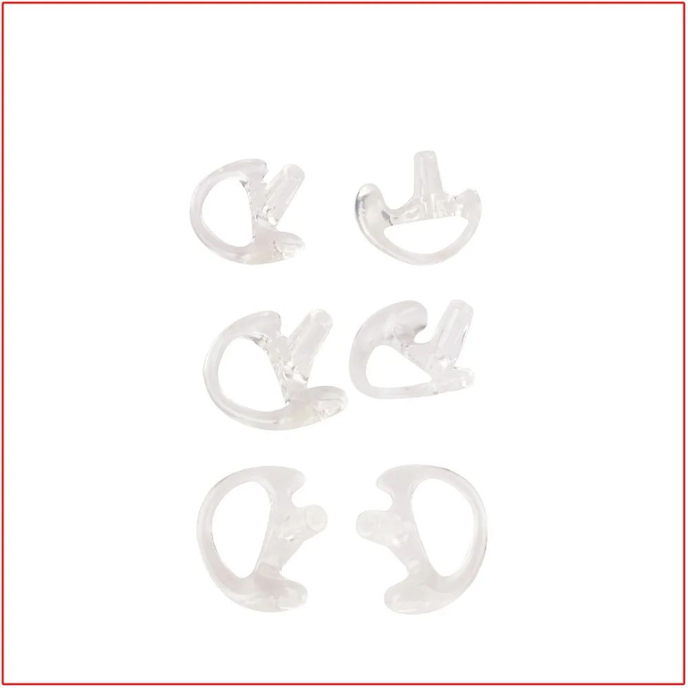 3 Pairs of White Silicone Soft Earbud for Walkie Talkie Covert Acoustic Tube Earpiece Small Middle 2