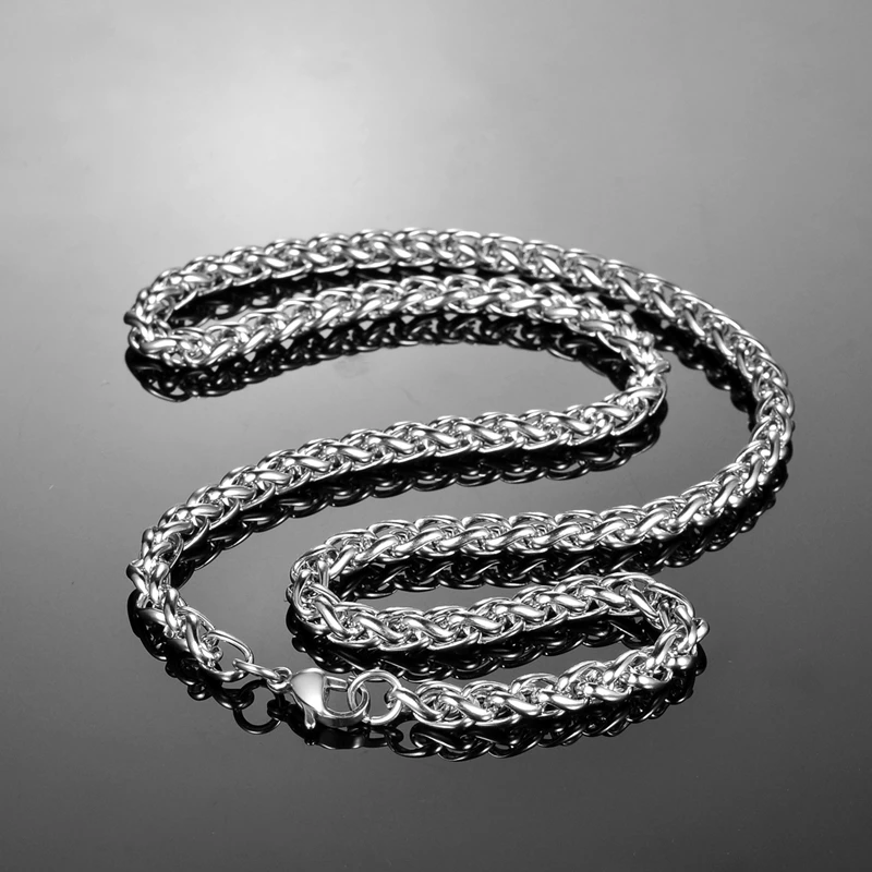 MJARTORIA Stainless Steel Silver Tone Twisted Rope Mix Chain Necklace For Jewellery Making Men