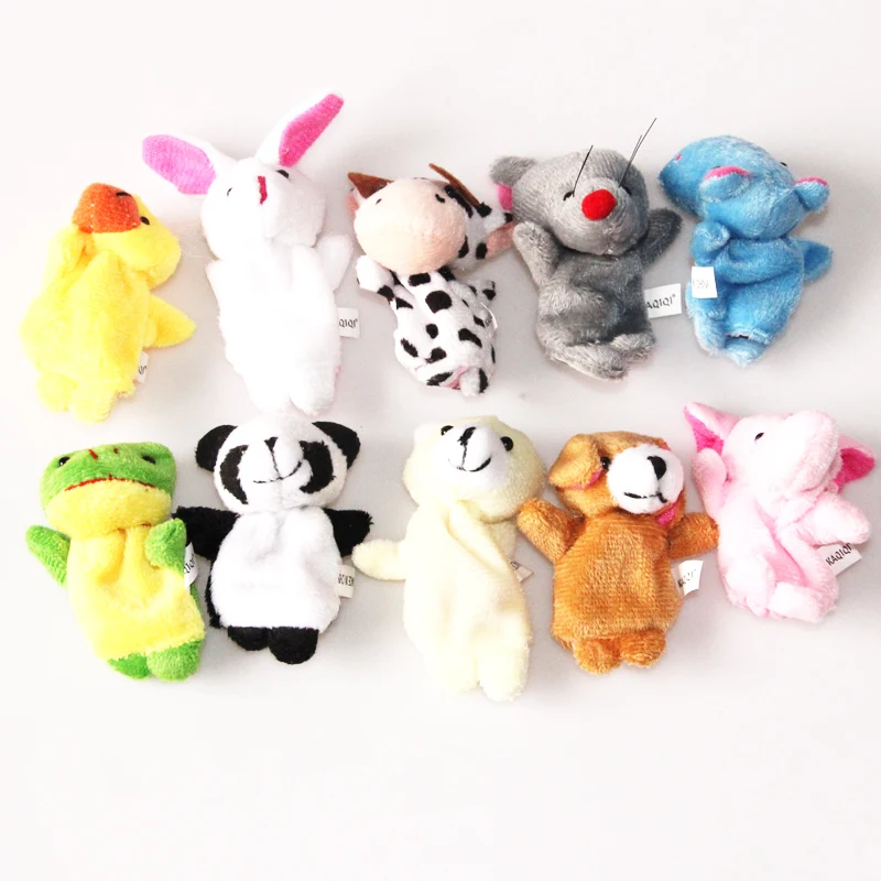 

2017 10Pcs Animal Finger Puppet Plush Toys Cartoon Biological Child Baby Favor Doll Kids Gifts Free shipping Random Color