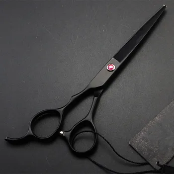 

high quality Left handed BLACK cut hair scissors set haircut thinning shears make up cutting barber tools hairdressing scissors