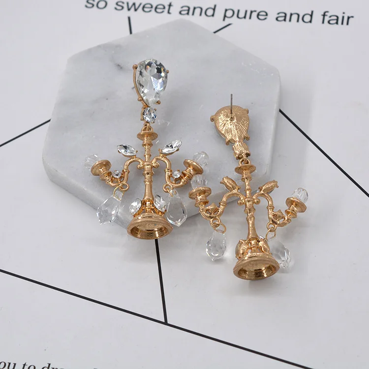 Золотые женские серьги в стиле барокко, висячие серьги-люстры для женщин, Хрустальный подсвечник, большие серьги, ювелирные изделия Oorbellen Pendientes