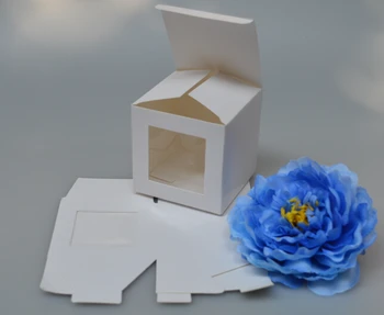 

White Kraft Paper Boxes Paper Packaging Boxes With Clear Window,Paper Gift Craft Power Blank Packaging Display Boxes 60pcs