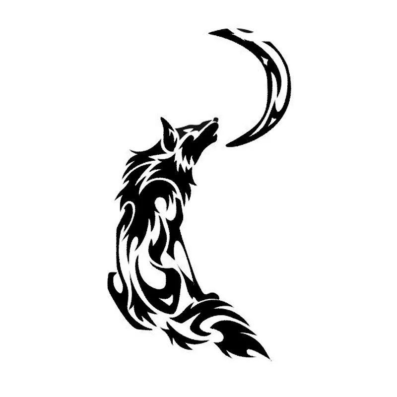 8.9*16.3 CM Tribal Feu Flamme Hurlant Lune Loup Car Styling Stickers Vinyle Autocollants De Voiture Noir/Argent C9,0936