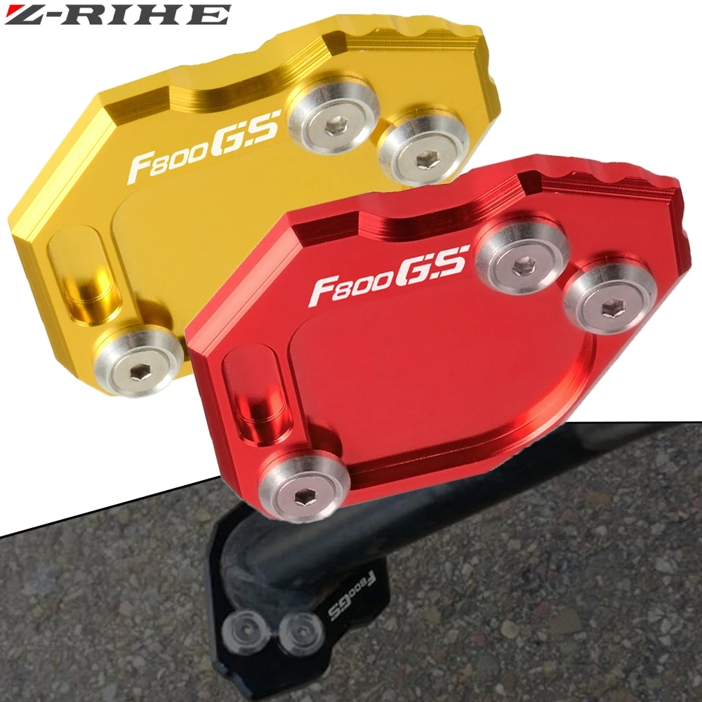 

With F800GS LOGO CNC Aluminum Side Stand Enlarge Plate Kickstand Extension Black For BMW F800GS F800 GS F 800 GS