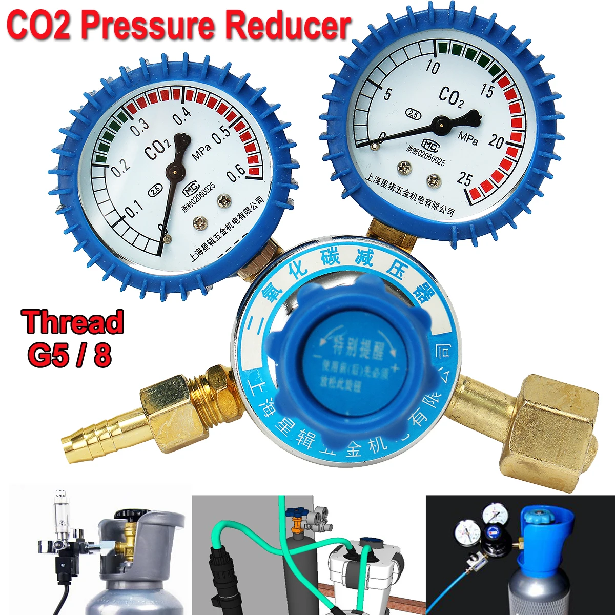 

Argon CO2 Pressure Reducer Mig Tig Flow Control Gas Regulator Dual Gauge Welding