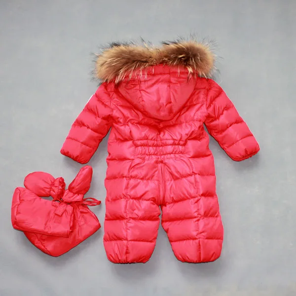 Детская одежда с натуральным мехом для русской зимы, плотный теплый комбинезон для маленьких мальчиков и девочек, пуховые комбинезоны, детская одежда
