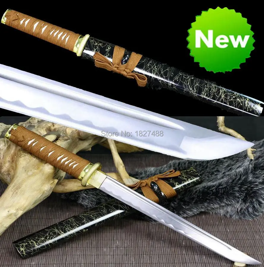 Straight Blade Japanese Samurai Sword Handmade T1060 High Carbon Steel