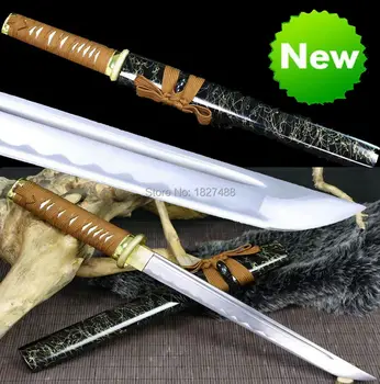 

Straight Blade Japanese Samurai Sword Handmade T1060 High Carbon Steel Sharp Ninja Katana Full Tang