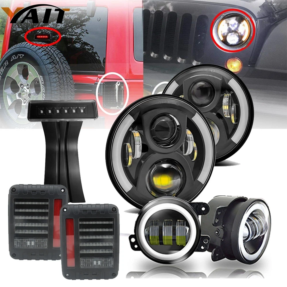 DOT 7Inch Led Headlights Amber Turn Signal 4Inch Front Bumper Fog Lights Led Tail Light For 2007-2017 Jeep Wrangler JK Rubicon DOT 7Inch Led Headlights Amber Turn Signal 4Inch Front Bumper Fog Lights Led Tail Light For 2007-2017 Jeep Wrangler JK Rubicon