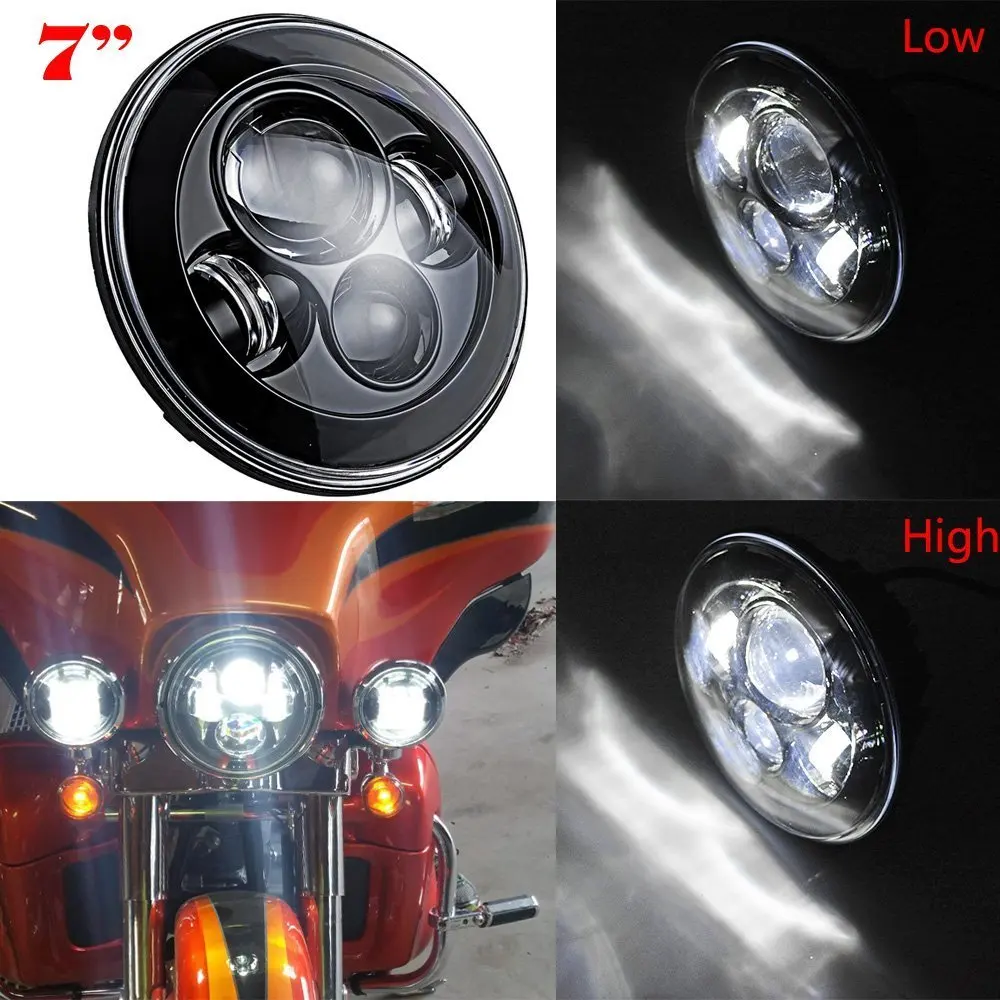 

7" INCH 40W Motorcycle LED Headlight Black projector Daymaker HID LED Head lights Fit For Harley Softail Deluxe Fat Boy FLSTF