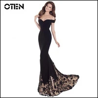 OTEN-Elegant-dress-Women-Sexy-Off-shoulder-short-sleeve-V-Neck-Evening-party-Floor-Length-mermaid