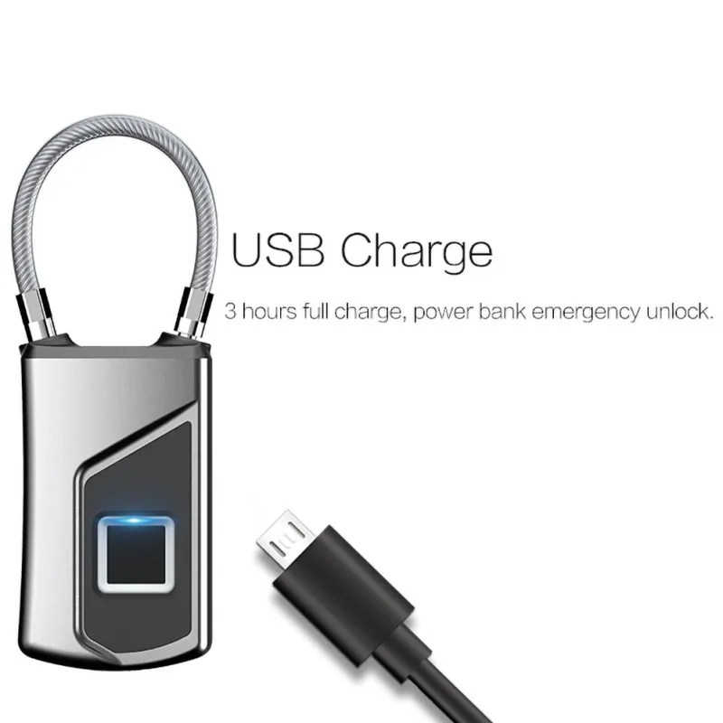 

Portable Fast Unlocking Security Smart Fingerprint Lock without Password Waterproof Padlock Anti-theft for Bag Suitcase