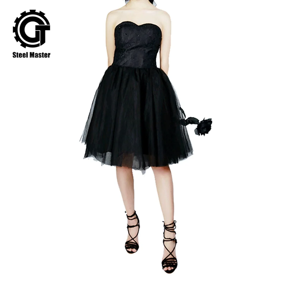 

2019 Black Lace Beaded Straps Evening Dinner Black Dress Party Performance Pettiskirt Stage Costumes Women Wrapped Chest Dress