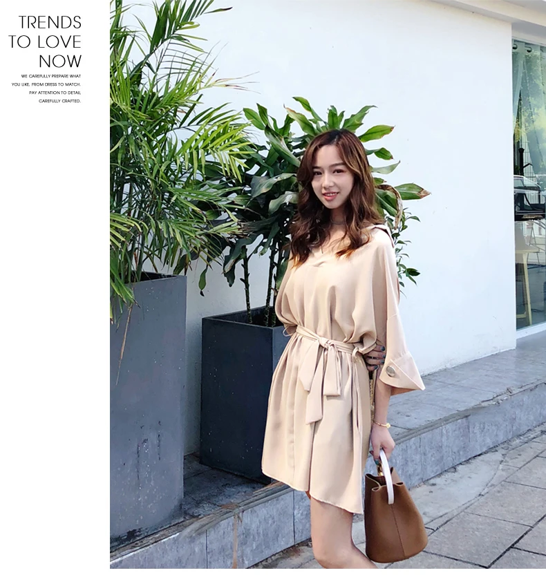 AYUNSUE Лето V шеи шифоновое платье Для женщин корейский элегантный Flare Sleve мини платье Праздник Пляжные наряды Одежда для девочек LX1749