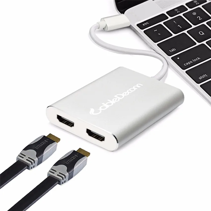  USB C Multiple HDMI Hub Thunderbolt 3 to dual hdmi Adapter Type C Cable Converter Extend to Differe