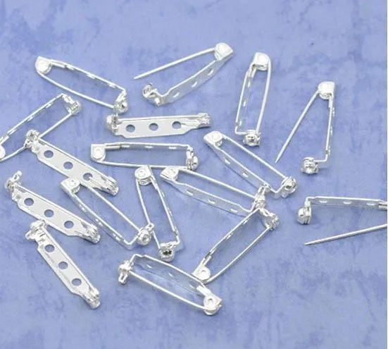 

Free Shipping 200pcs Imitation Rhodium plated Brooch Back Bar Pins Findings 20mm