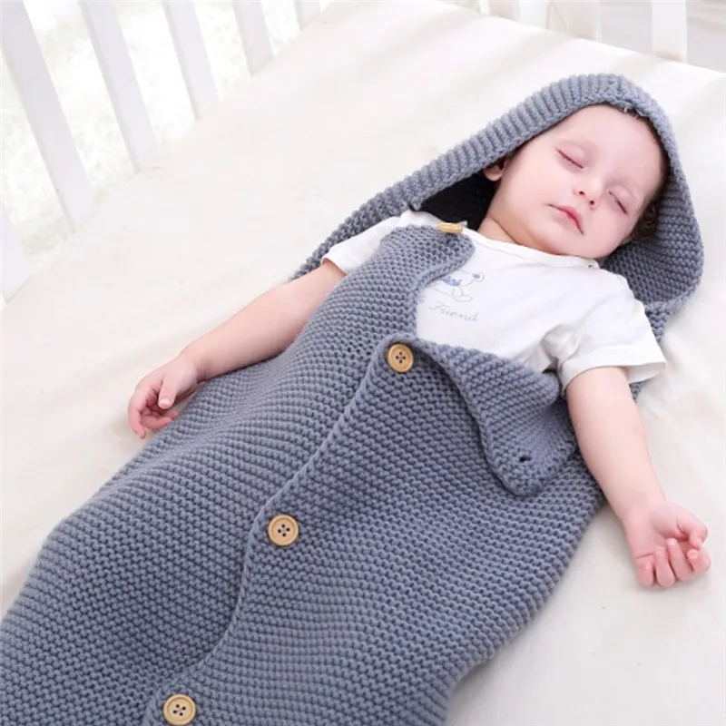 Новорожденный пеленание Обёрточная бумага теплая шерсть вязаные крючком для спальный мешок ребенка пеленание для коляски Одеяло