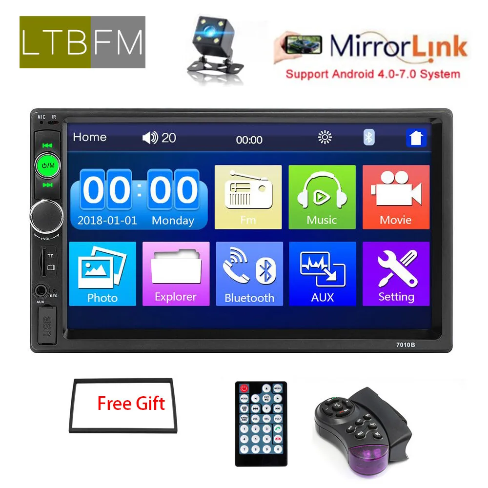

LTBFM 2 din Car Radio 7" Autoradio Multimedia Player 2DIN 7010 Touch Auto Audio Car Stereo Bluetooth Mirrorlink Rearview Camera