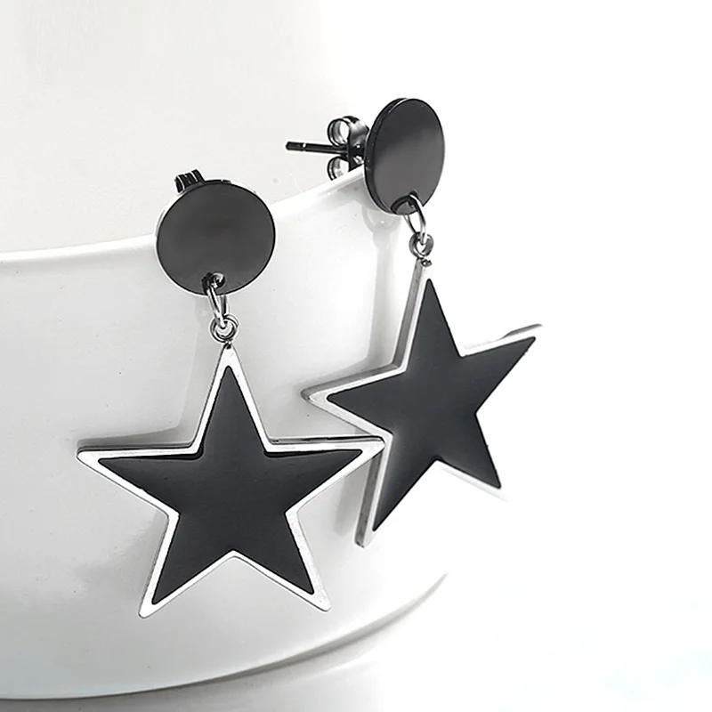 

Fashion black Glaze star earrings Stainless Steel Studs Earrings foe women fashion jewelry ladies gift small round earings