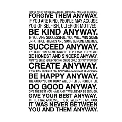 Mother Teresa Forgive Them Anyway Forgive Them Anyway Mother Teresa Anyway Quotes Canvas Painting Wall Art  Canvas Poster Print Wall Sticker For Home Decoration - Aliexpress Home &  Garden