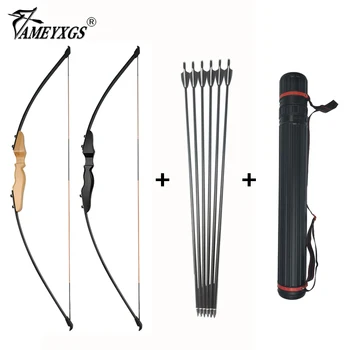

55inch 40lbs Archery Recurve Bow Set with 6pcs 500 Spine 30inch Fiberglass Arrows Quiver Stabilizer Finger Protect Shooting Acc