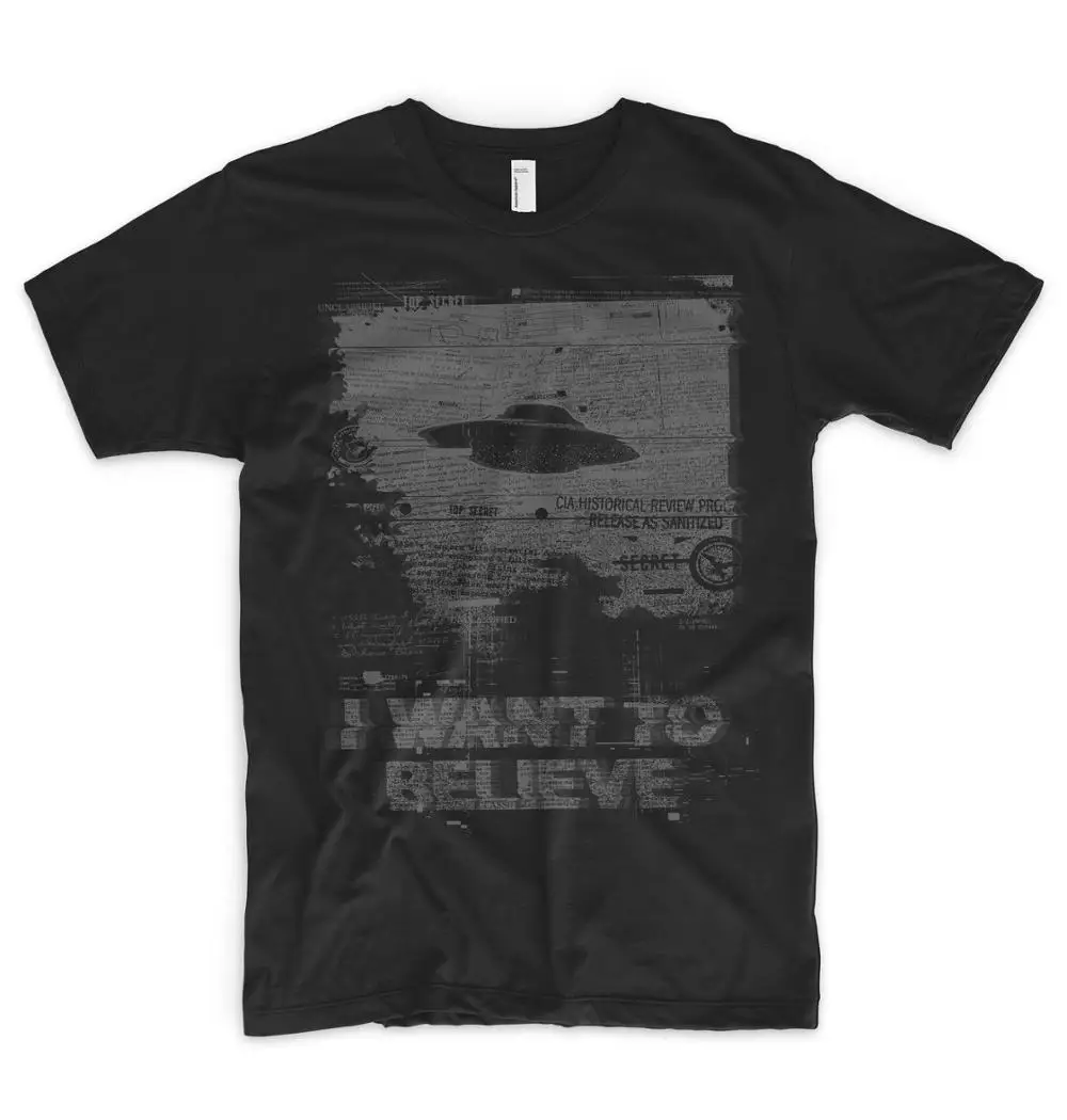 Футболка с надписью «I Want To Believe», «Alien», «Ufo», «51 Roswell X», «космический корабль», «серый грех», летняя коллекция года, популярная Хлопковая мужская футболка, Забавные футболки - Цвет: Черный